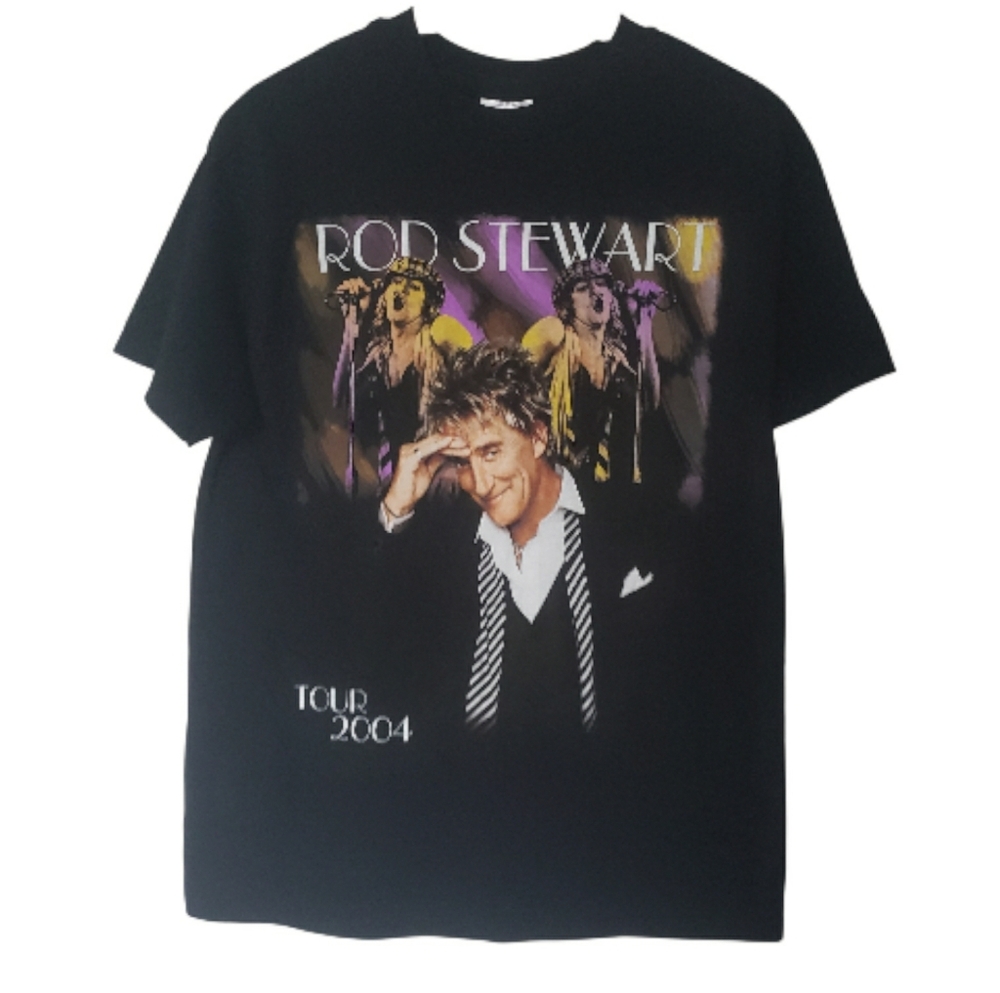 Rod Stewart T Shirt Music Concert Tour 2004 Vintage Double-Sided Black Size M